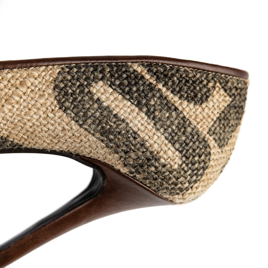 Coffee Burlap Pumps