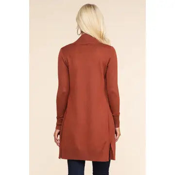 Long Sleeve Open Front Cardigan with Side Pockets
