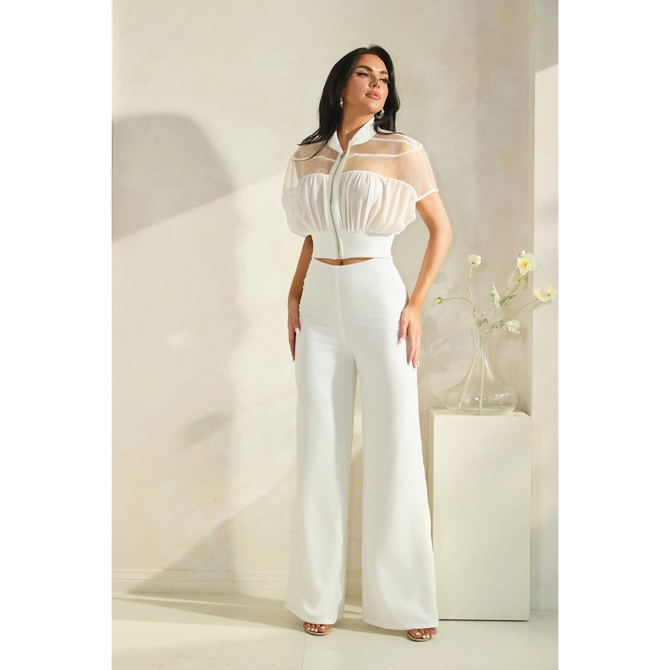 Hard Tull Mesh Top with Pants Set