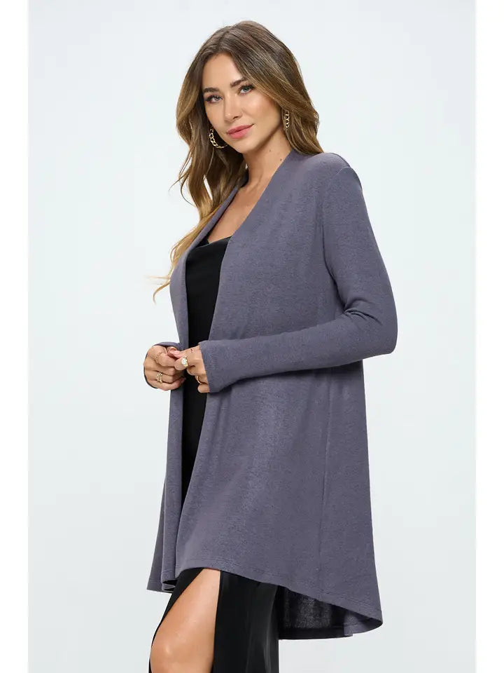 Brushed Knit Draped Cardigan