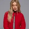 Suede Piping Detail Rib Quilted Padding Jacket