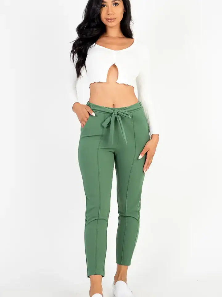 Knit Tie Front Pants