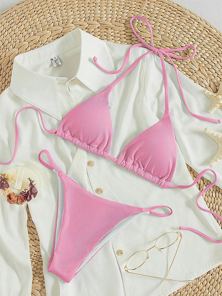 Printing Halter Spaghetti Straps Bikini