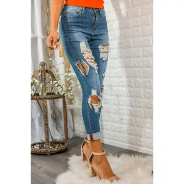 Split Decision Ripped High Waisted Boyfriend Jeans