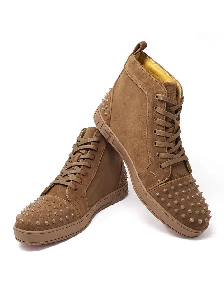 Men Spike Design Luxury Suede High-Top Sneaker