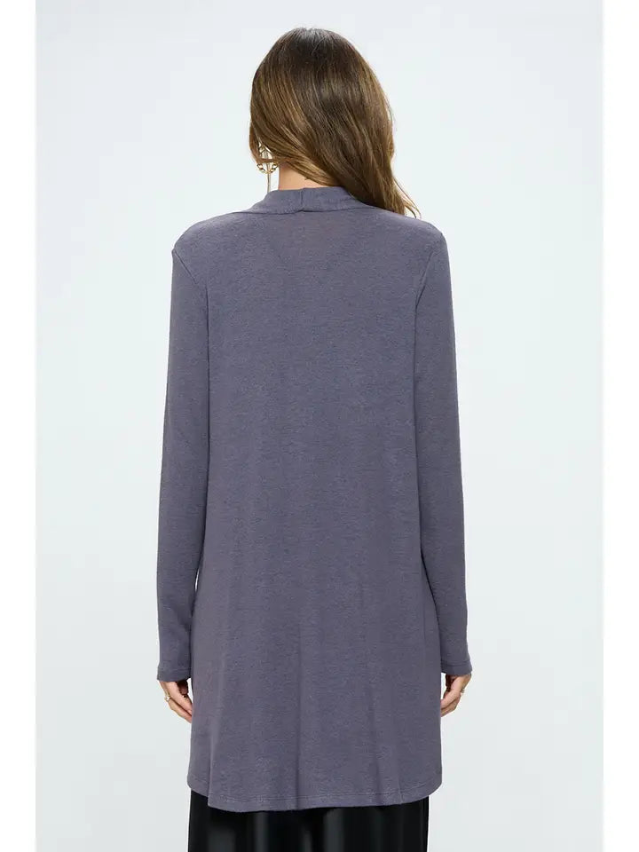 Brushed Knit Draped Cardigan