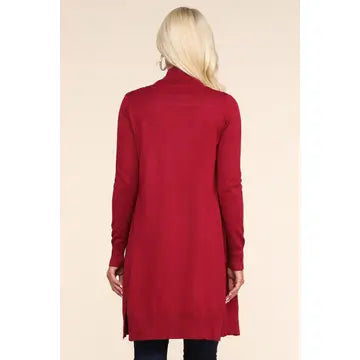 Long Sleeve Open Front Cardigan with Side Pockets