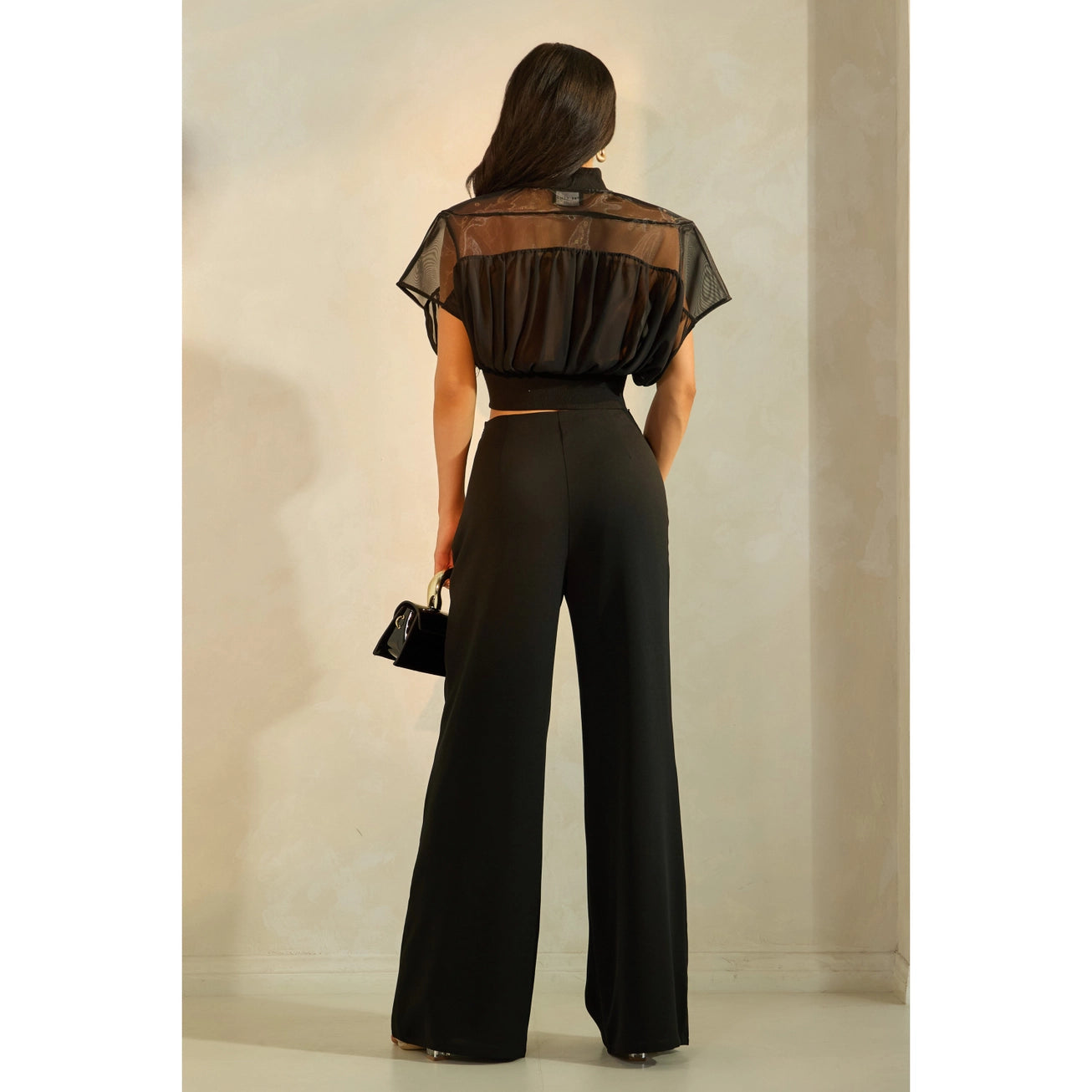 Hard Tull Mesh Top with Pants Set