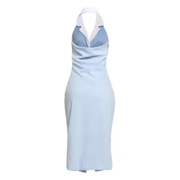 Contrast Collar Midi Dress