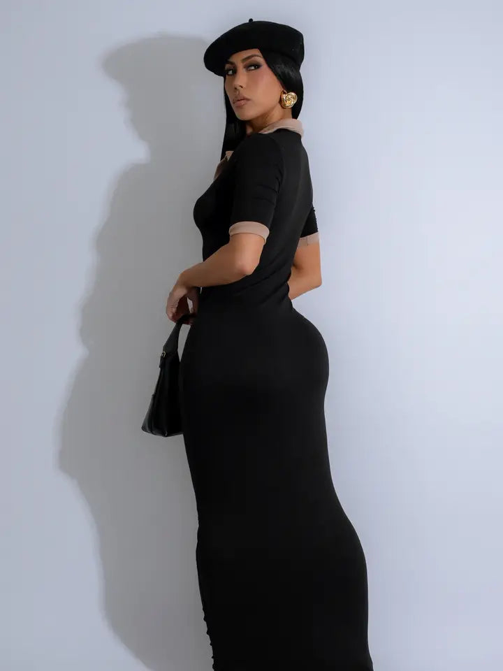Color Block Short Sleeve Maxi Dress