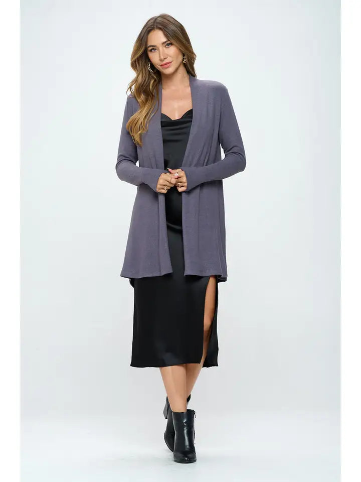 Brushed Knit Draped Cardigan