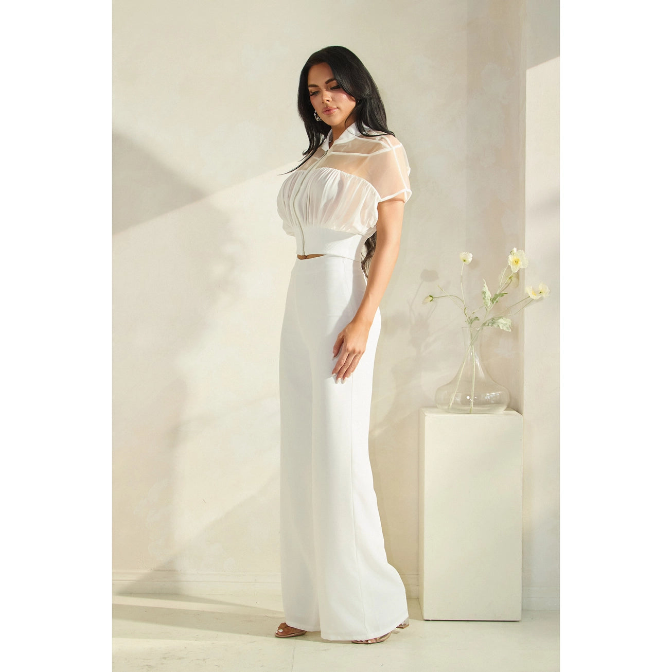 Hard Tull Mesh Top with Pants Set