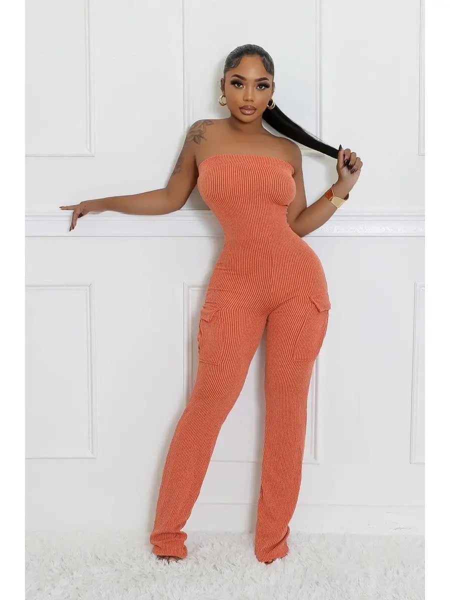 Pocket Detail Tube Jumpsuit