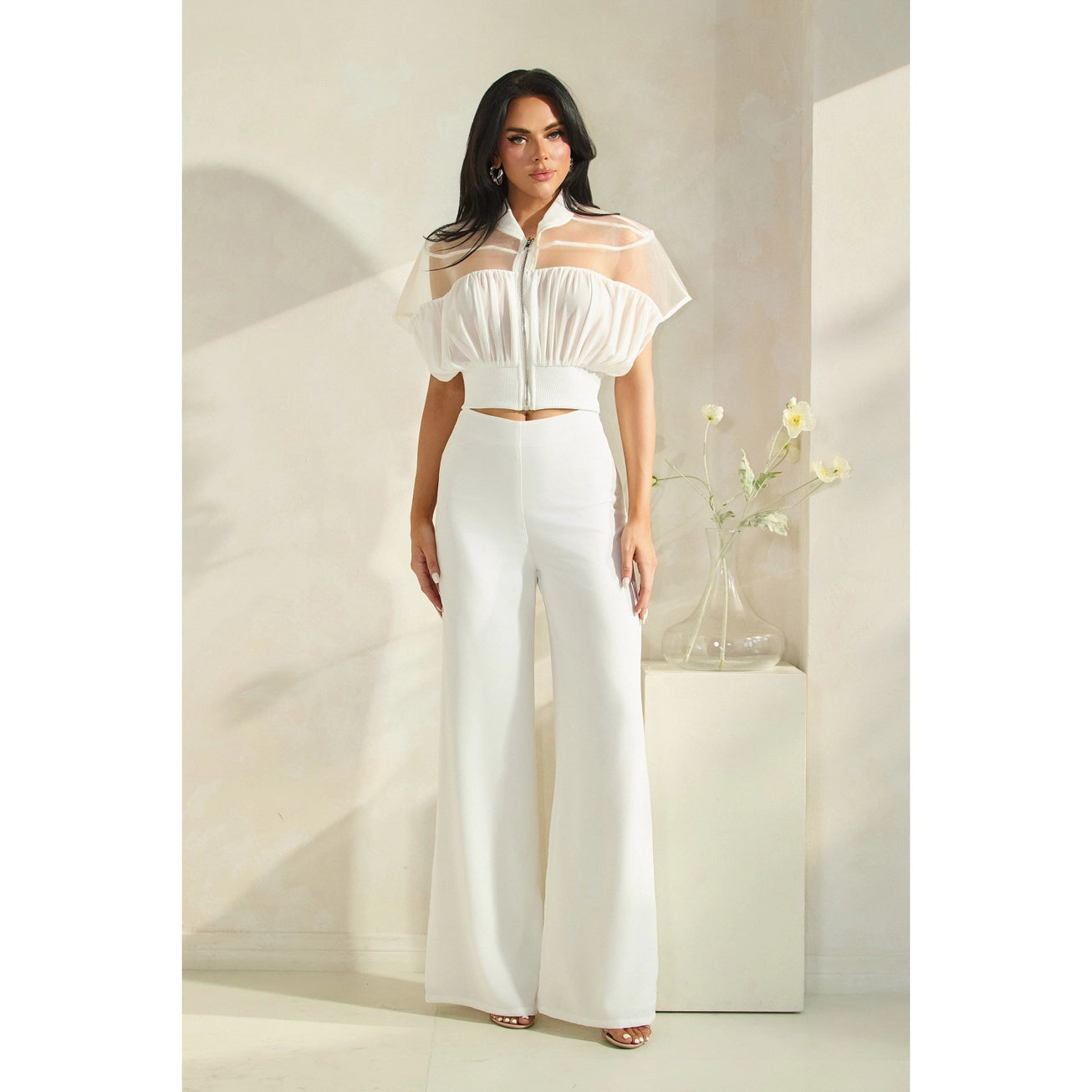 Hard Tull Mesh Top with Pants Set