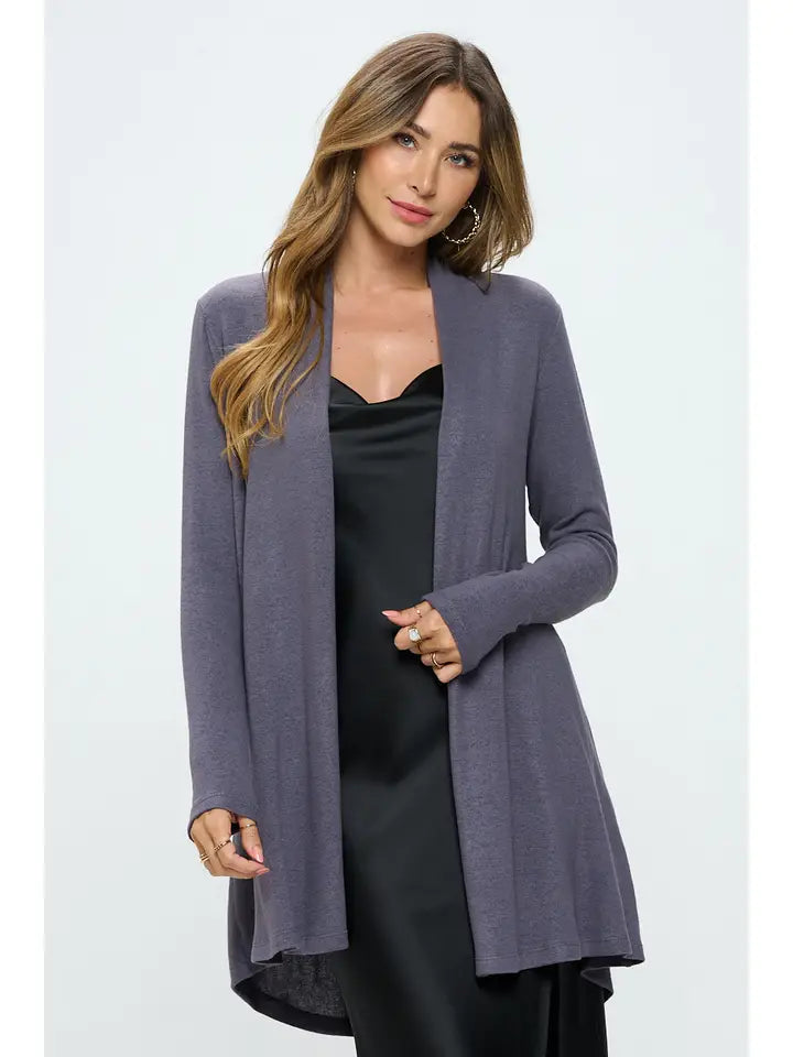 Brushed Knit Draped Cardigan