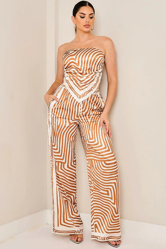 Satin Effect Scarf Top & Pants Set