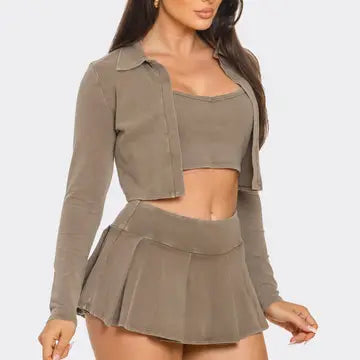 Inside Tank Top Jacket and Skort 3 Pieces Set