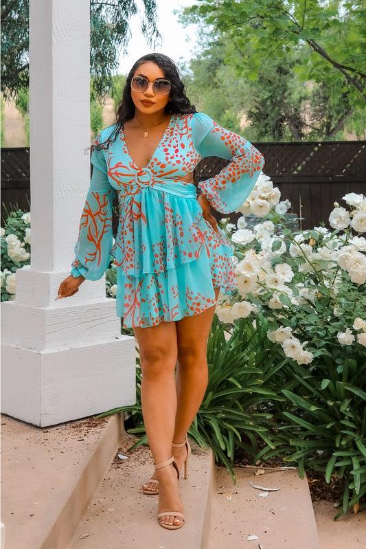 Angel Ruffle Cut-Out Mini Dress