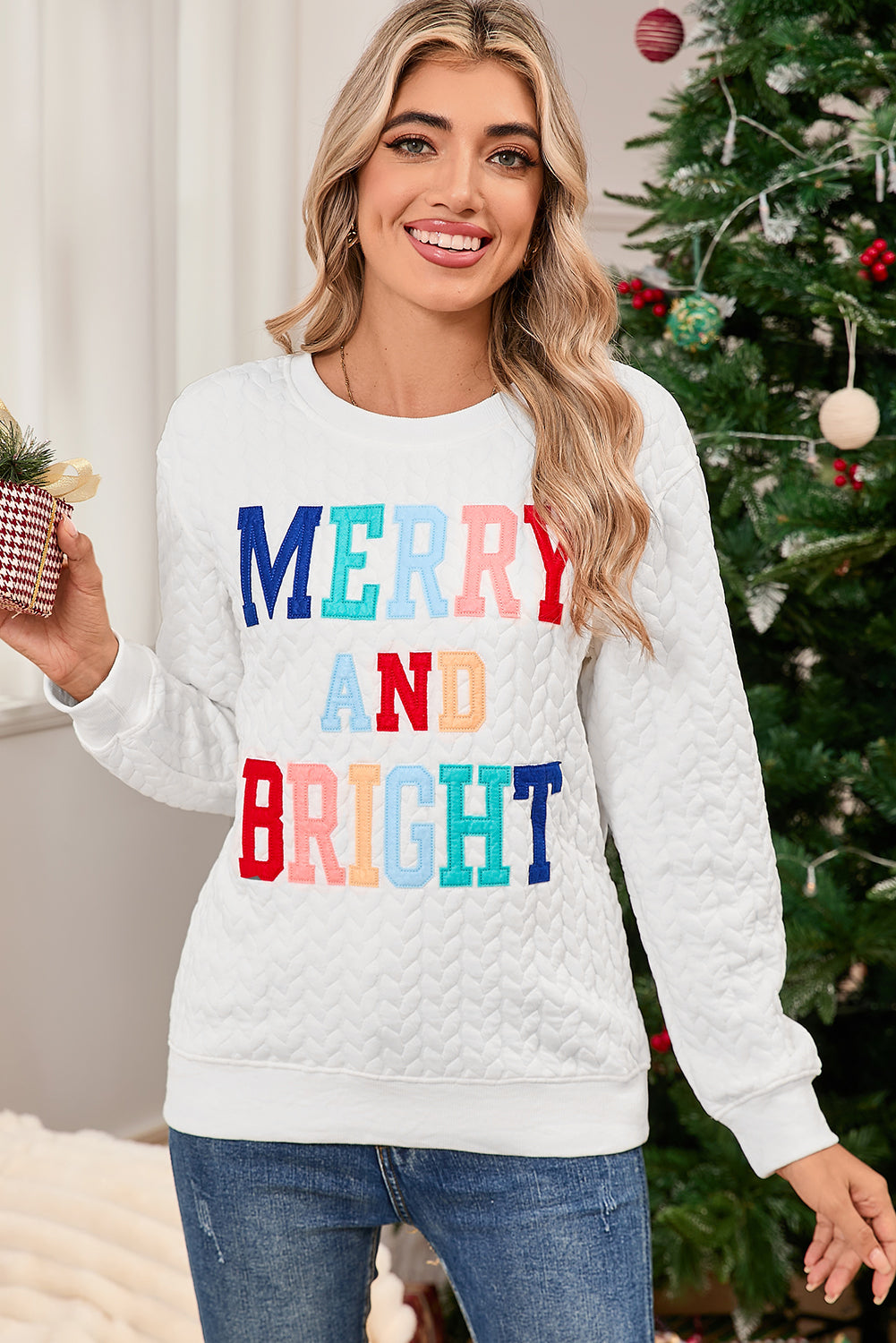 White Quilted Valentine Love Heart Shape Graphic Sweatshirt