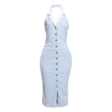 Contrast Collar Midi Dress
