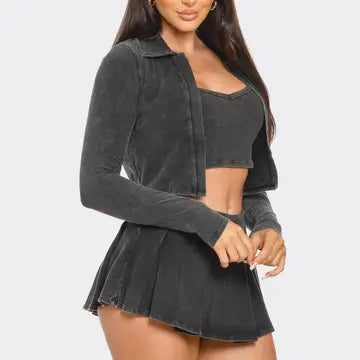Inside Tank Top Jacket and Skort 3 Pieces Set