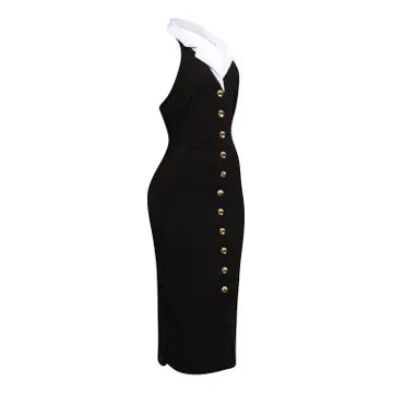 Contrast Collar Midi Dress