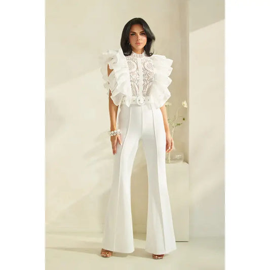 Ruffled Lace Detail Jumpsuit
