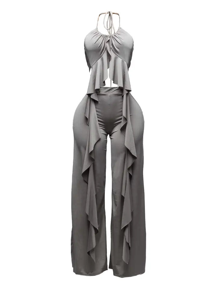 Ruffled Top & Pants Set