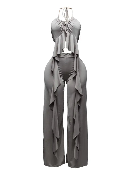 Ruffled Top & Pants Set