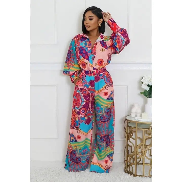 2pc Set with Elegance Enhanced Shirt and Pants