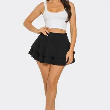 Layered Ruffle Mini Skirt Skort