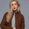 Suede Piping Detail Rib Quilted Padding Jacket