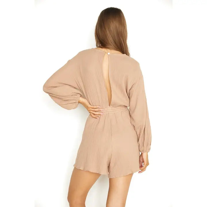 Long Sleeve Round Neck Mini Romper