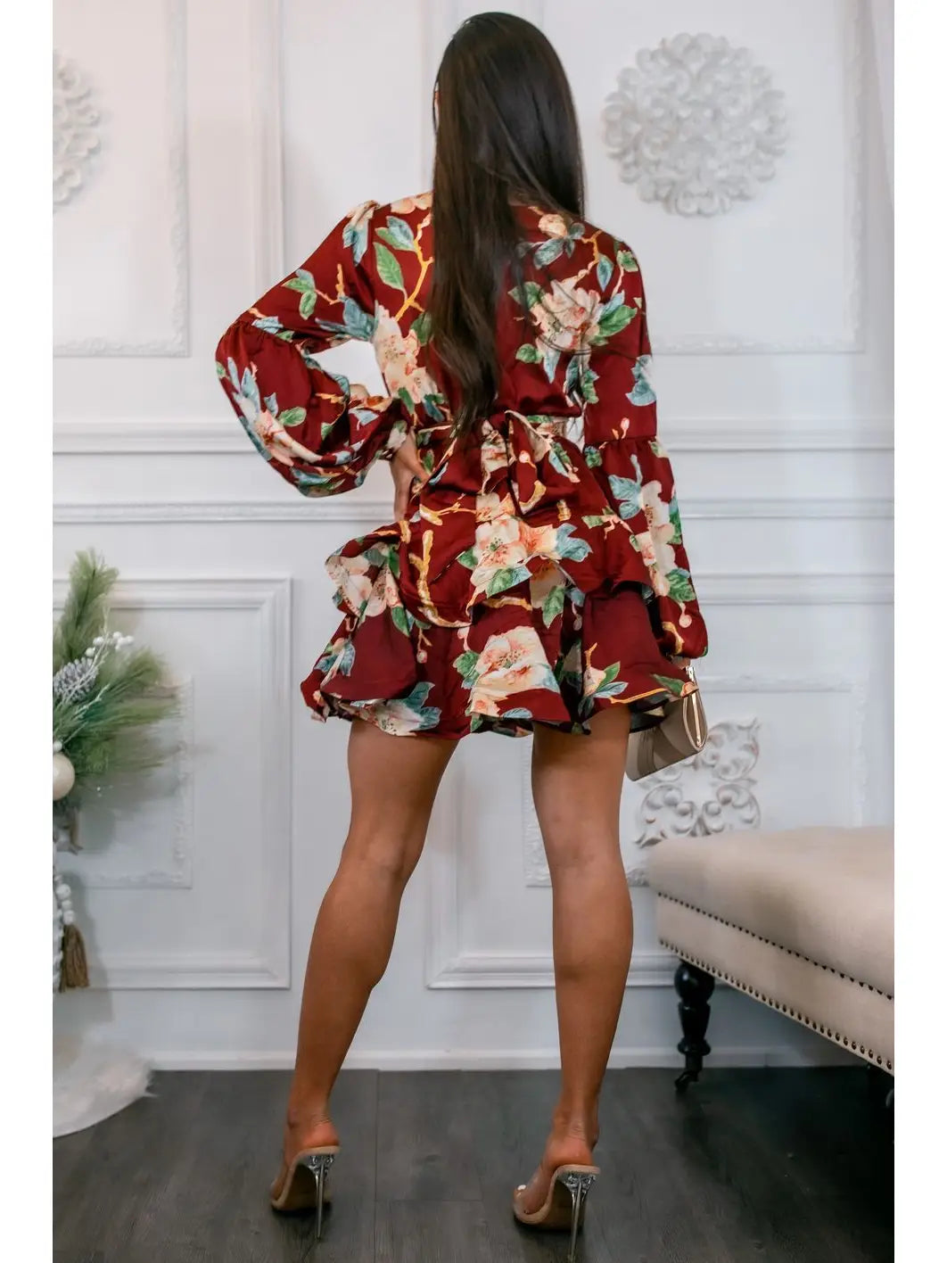 Romantic Story Floral Ruffle Mini Dress