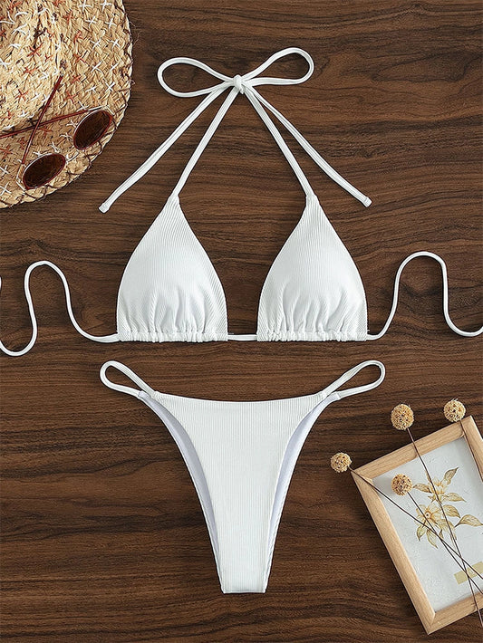 Printing Halter Spaghetti Straps Bikini