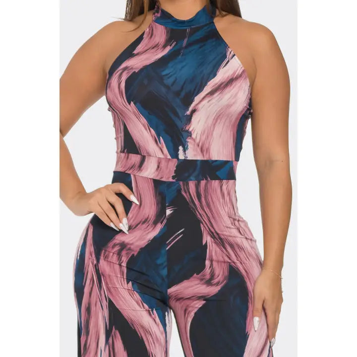 Side Open Print Jumpsuit