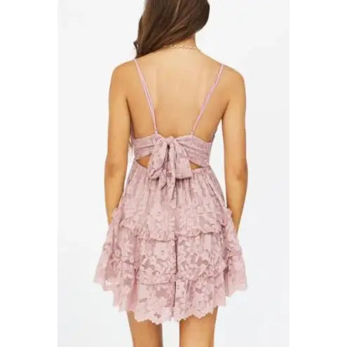 Lace Cami Tiered Mini Dress