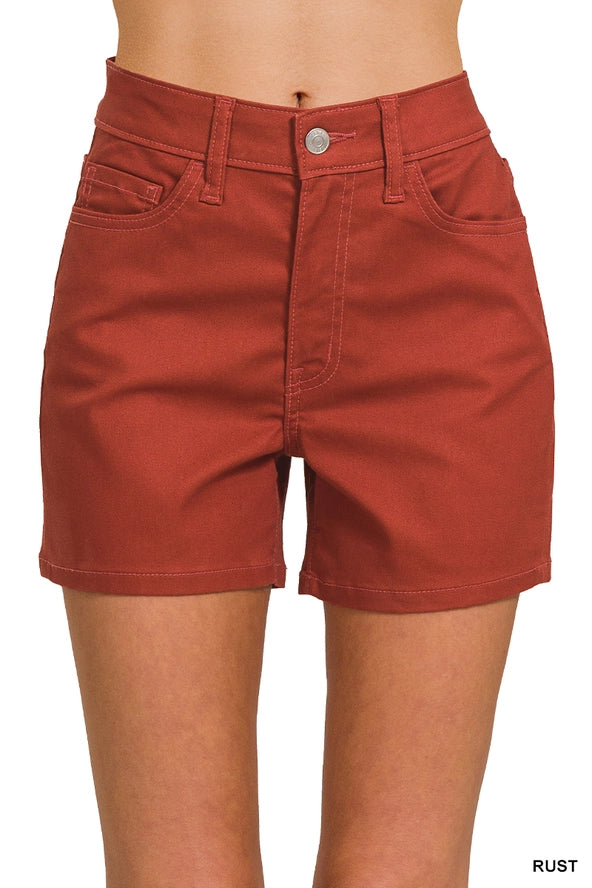 High Rise Color Denim Jeans Shorts