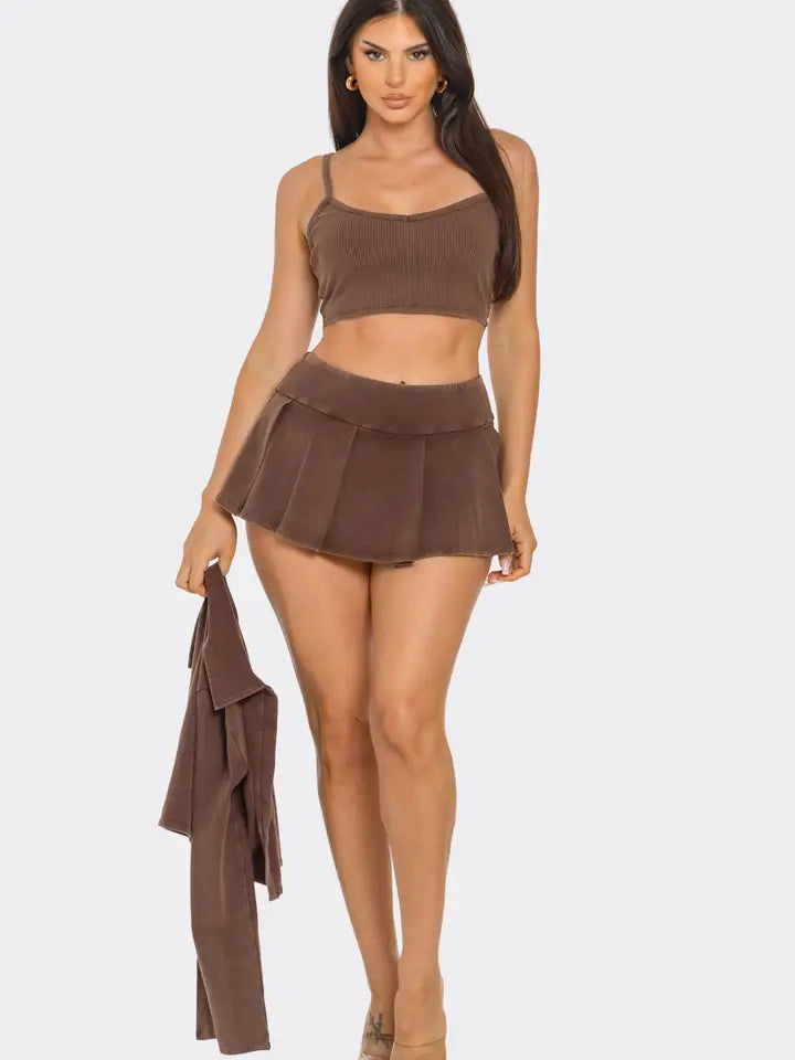 Inside Tank Top Jacket and Skort 3 Pieces Set