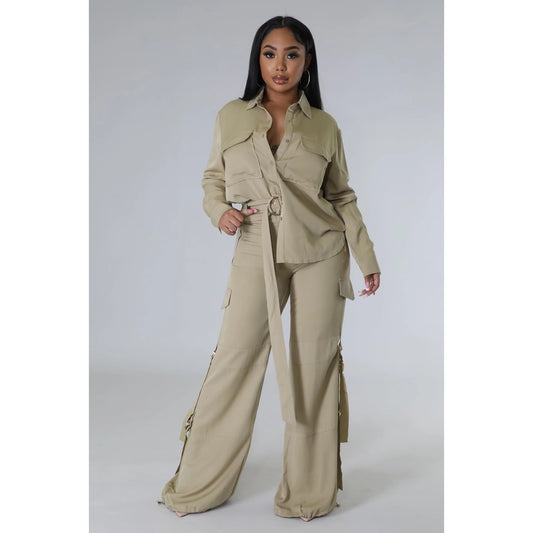 Solid Two Piece Sets Crop Top and Long Pants