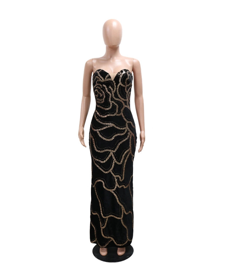 Alluring Sexy V-Neck Strapless Dress For Glamorous Nights