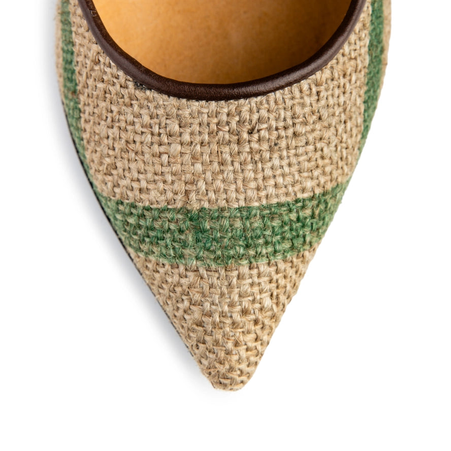 Coffee Burlap Pumps