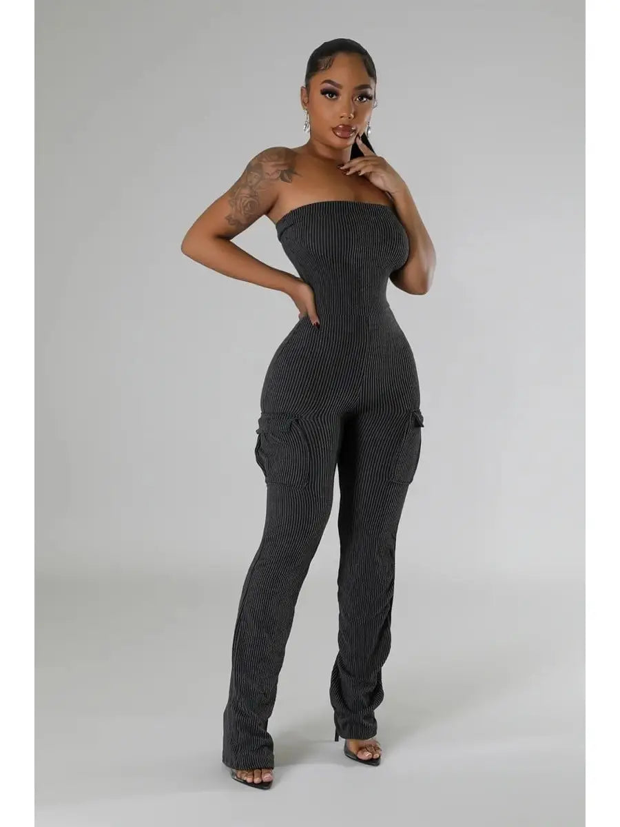 Pocket Detail Tube Jumpsuit
