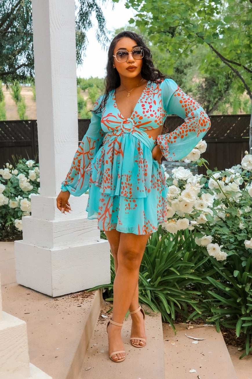 Angel Ruffle Cut-Out Mini Dress