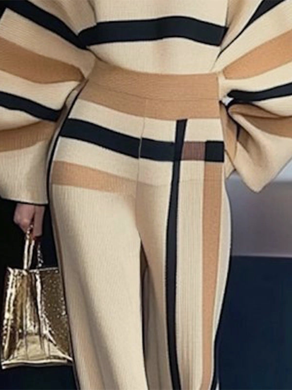 Loose Wide Leg Striped Casual Pants