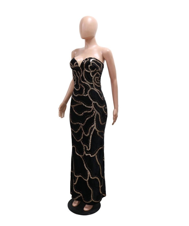 Alluring Sexy V-Neck Strapless Dress For Glamorous Nights