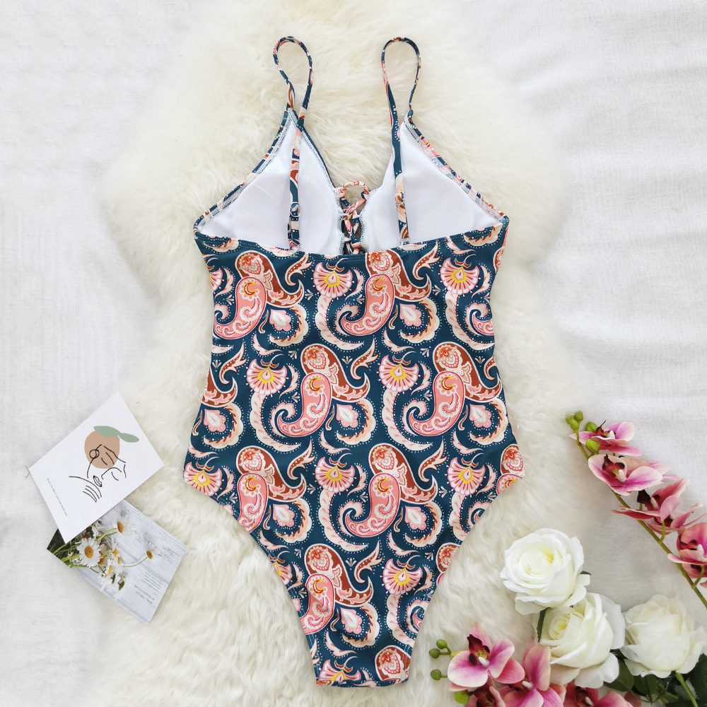 Classic Lace-Up Tassel Hollow Backless Swimsuit