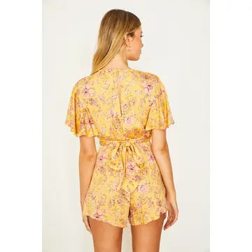 Floral Flutter Sleeved Mini Romper