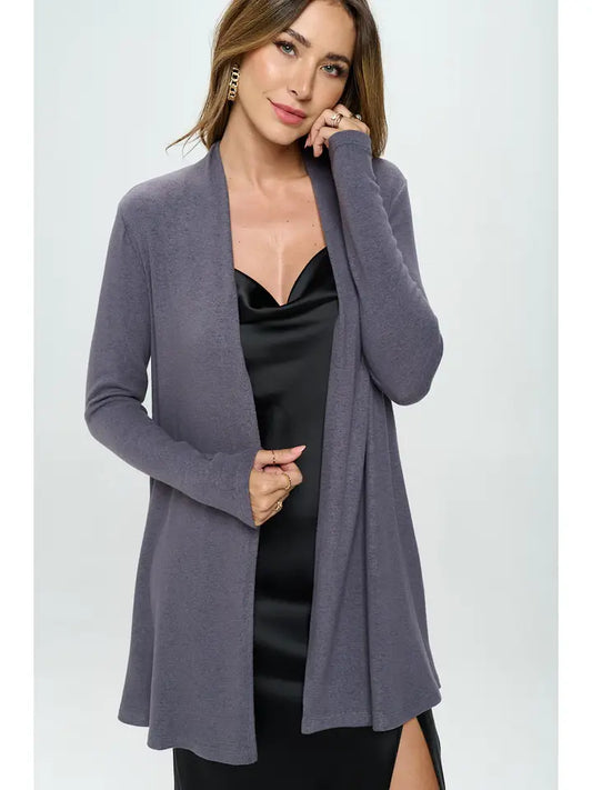 Brushed Knit Draped Cardigan