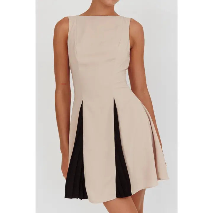Boat Contrast Color Mini Dress